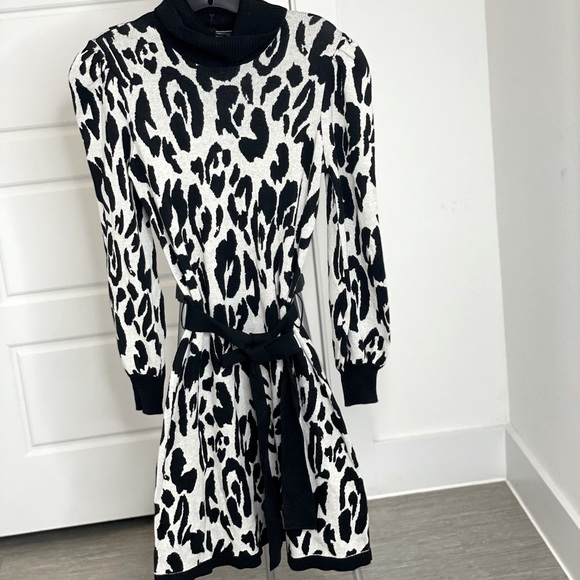 Leopard Print Sweater Dress - Picture 1 of 8